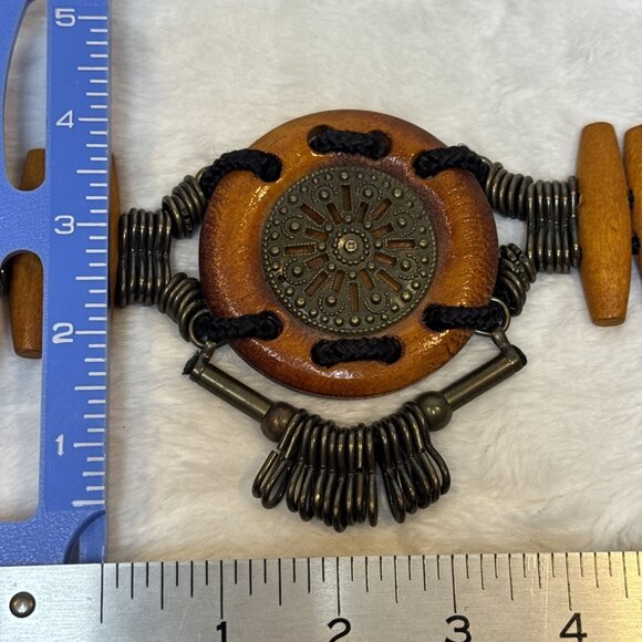 Native American Inspired Bone Style Metal Boho Hippie Corded Belt Medium - Picture 6 of 9